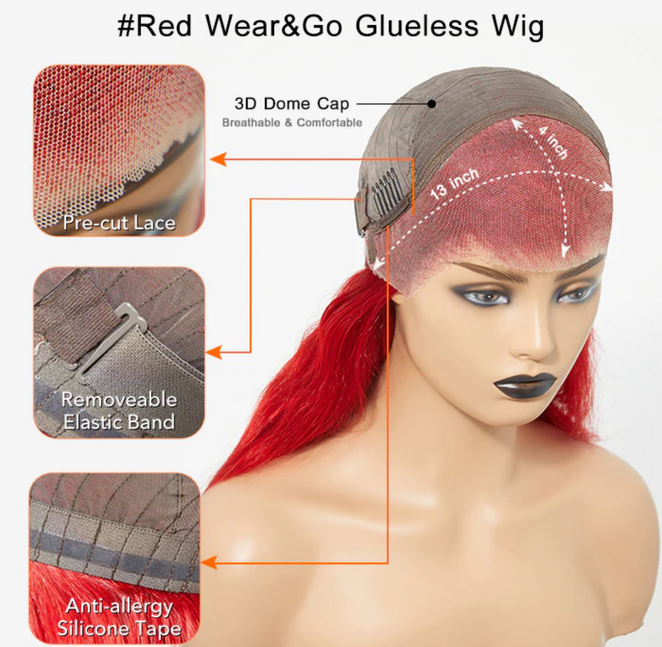 Sexy RED Glueless Wig