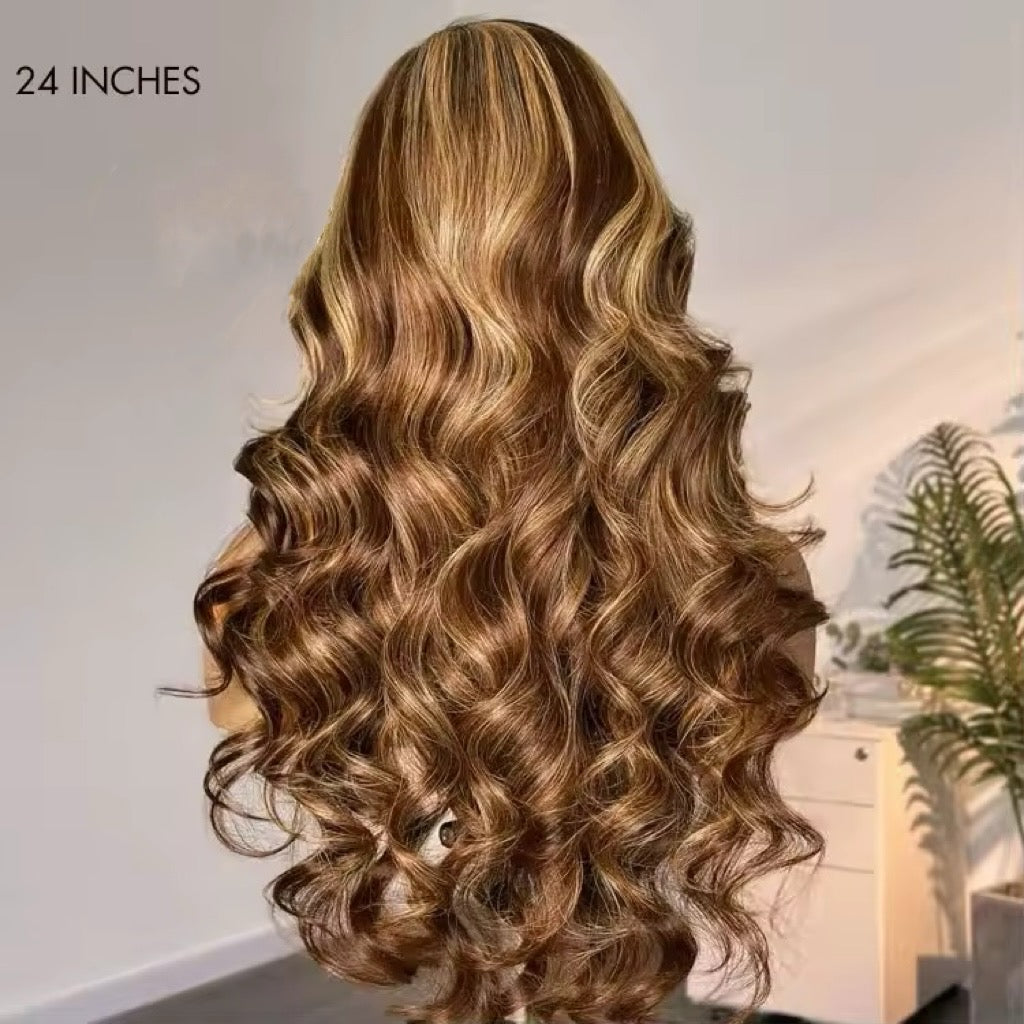 Honey Blonde Highlight Loose Wave - Glueless Wig