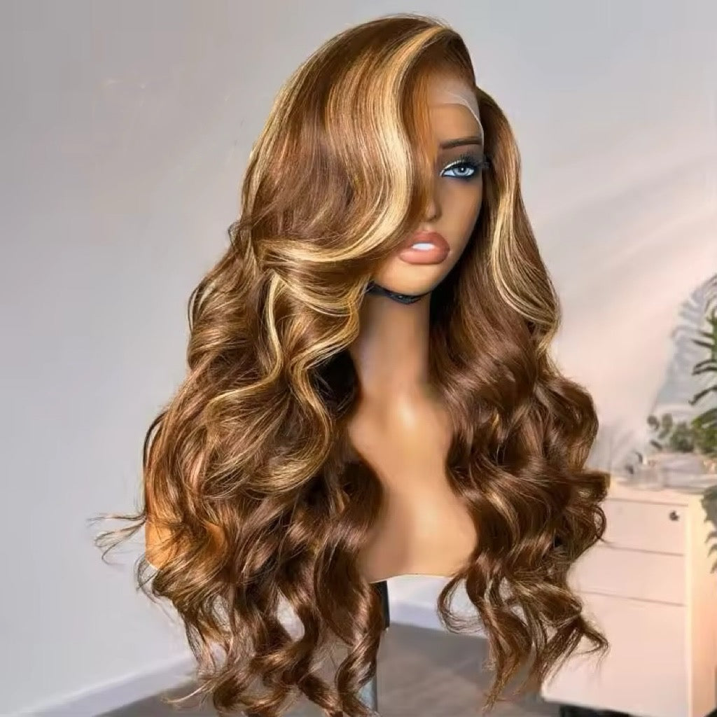 Honey Blonde Highlight Loose Wave - Glueless Wig