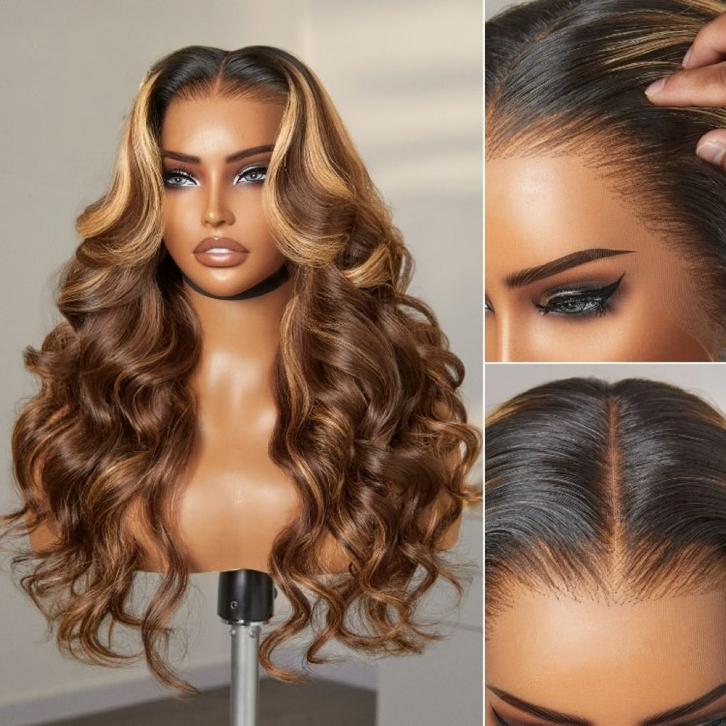 Blonde Highlight Loose Body Wave - HD Frontal Wig