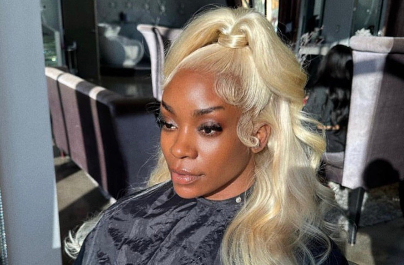 Platinum Blonde Lace Front Wig, side view 